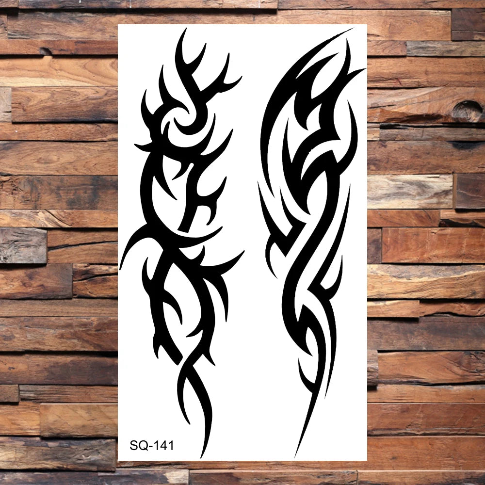 Black Compass Anchor Temporary Tattoos For Adults Men Realistic Pirate Ship Endless Flower Fake Tattoo Sticker Back Arm Tatoos