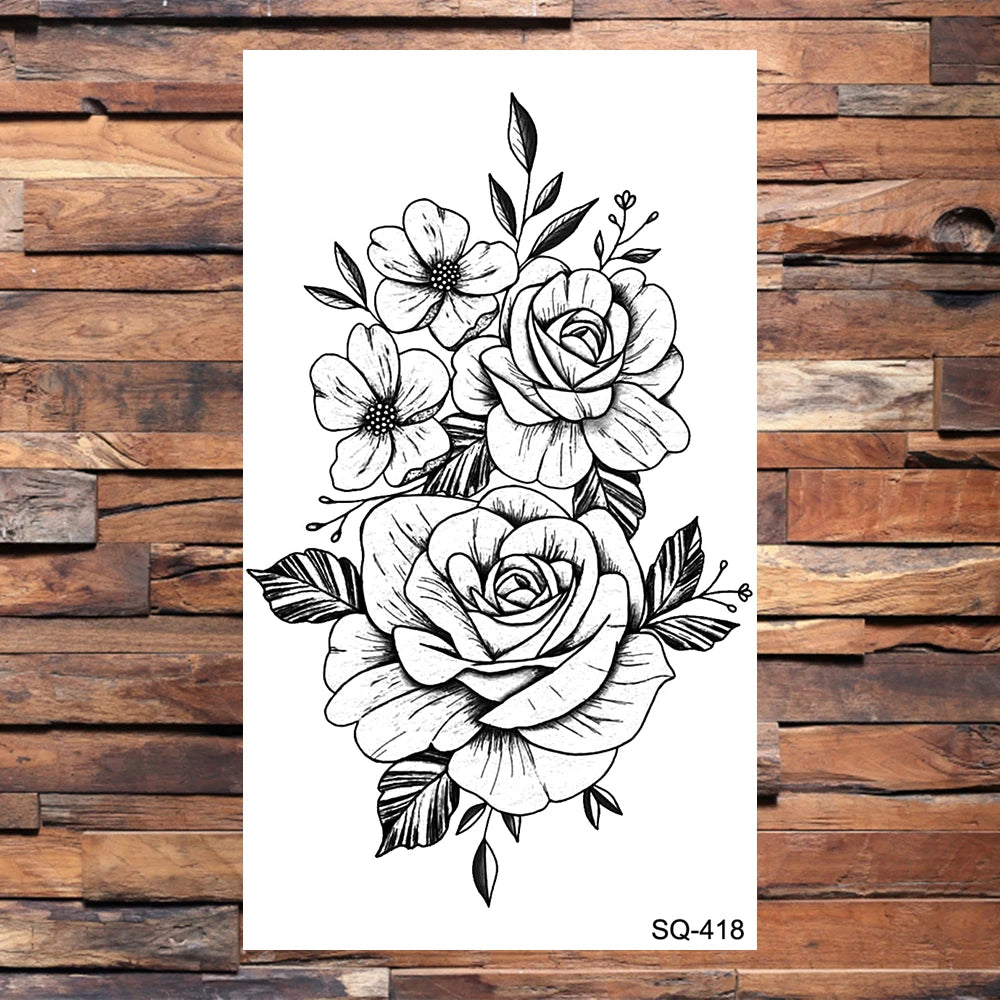 Small Forest Pine Tree Temporary Tattoos For Women Men Realistic Whale Mountain Sea Wave Fake Tattoo Sticker Arm Body Tatoos