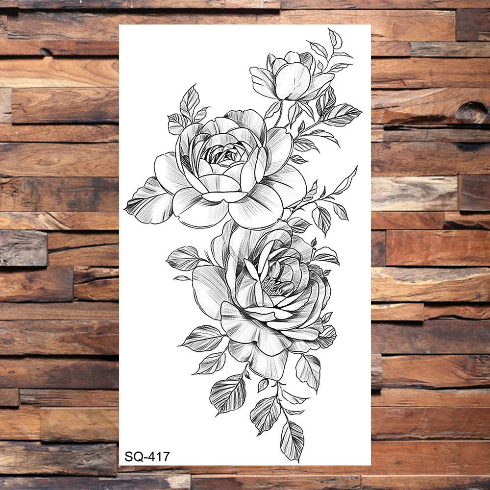 Small Forest Pine Tree Temporary Tattoos For Women Men Realistic Whale Mountain Sea Wave Fake Tattoo Sticker Arm Body Tatoos