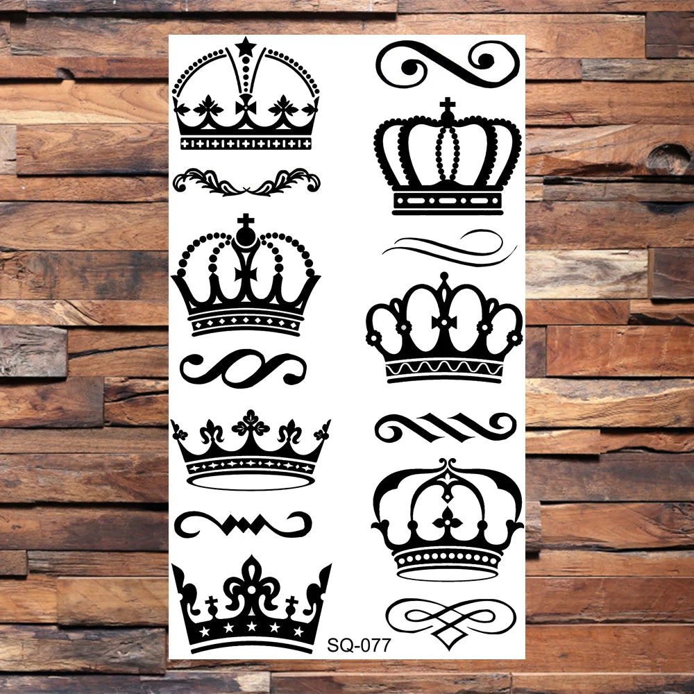 Black Compass Anchor Temporary Tattoos For Adults Men Realistic Pirate Ship Endless Flower Fake Tattoo Sticker Back Arm Tatoos