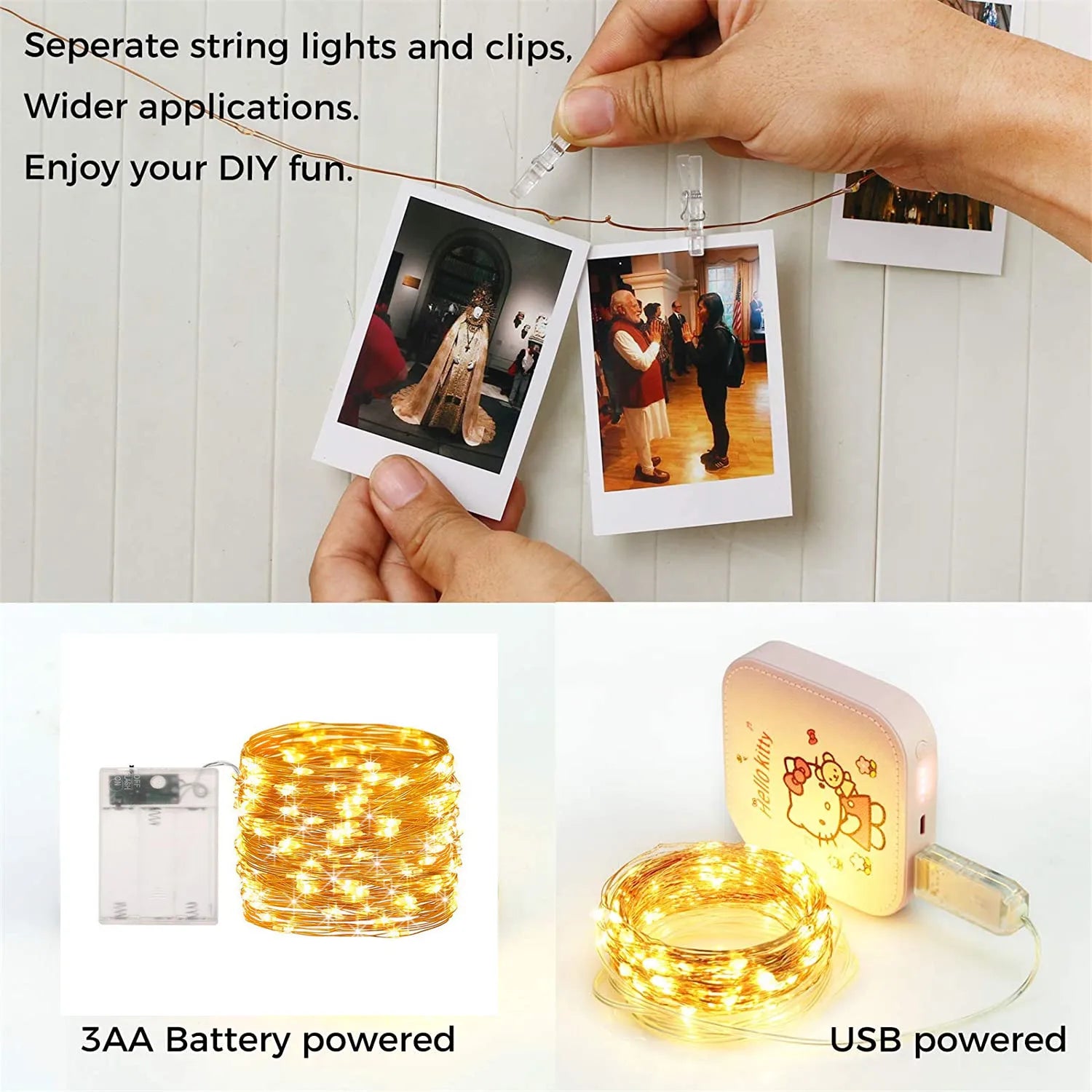 LED String Lights Photo Clip USB Outdoor Battery Operated Garland Christmas Decoration Holiday Party Wedding Xmas Fairy Lights
