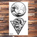 Small Forest Pine Tree Temporary Tattoos For Women Men Realistic Whale Mountain Sea Wave Fake Tattoo Sticker Arm Body Tatoos