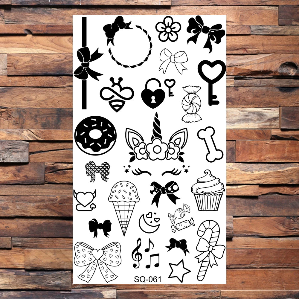 Black Compass Anchor Temporary Tattoos For Adults Men Realistic Pirate Ship Endless Flower Fake Tattoo Sticker Back Arm Tatoos