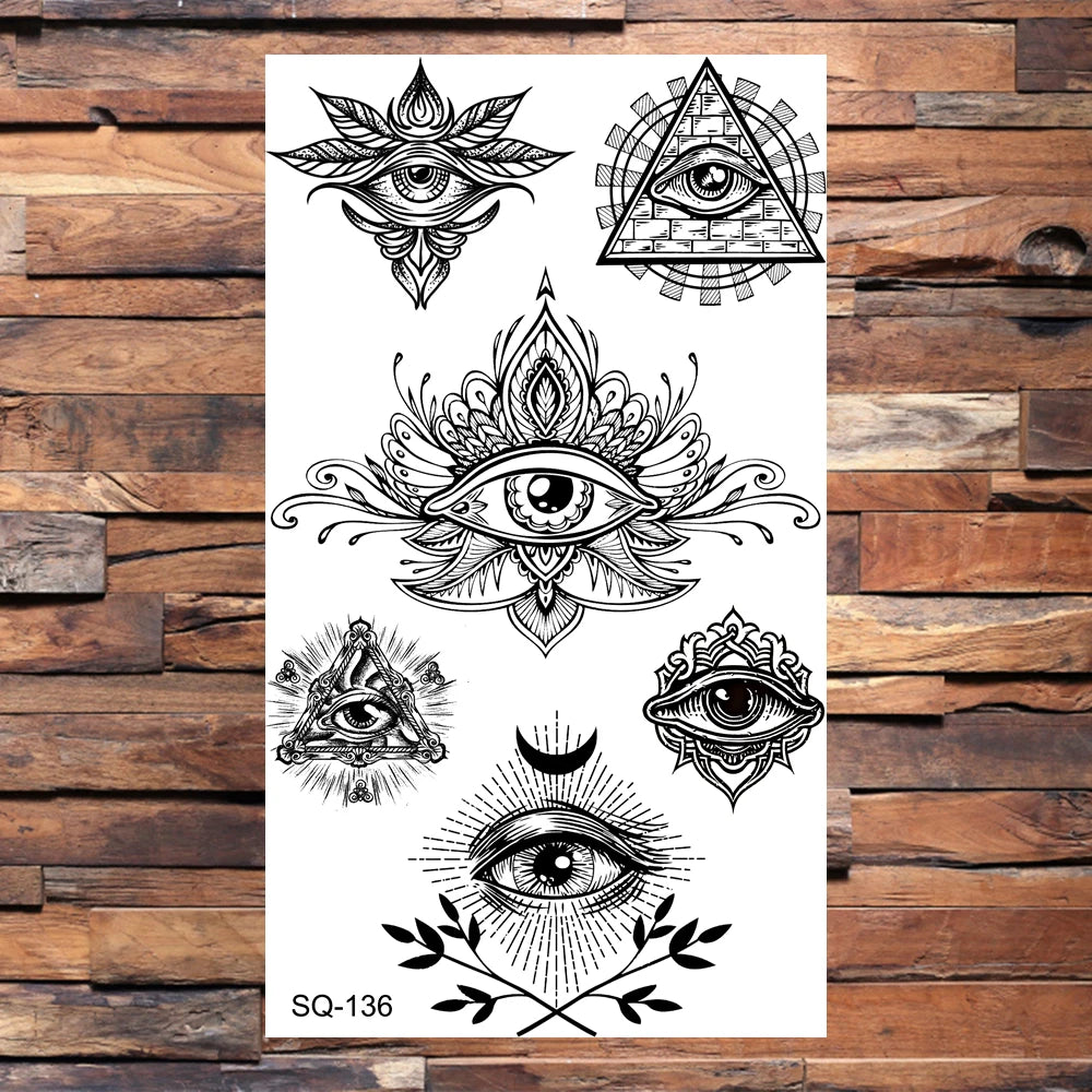 Black Compass Anchor Temporary Tattoos For Adults Men Realistic Pirate Ship Endless Flower Fake Tattoo Sticker Back Arm Tatoos