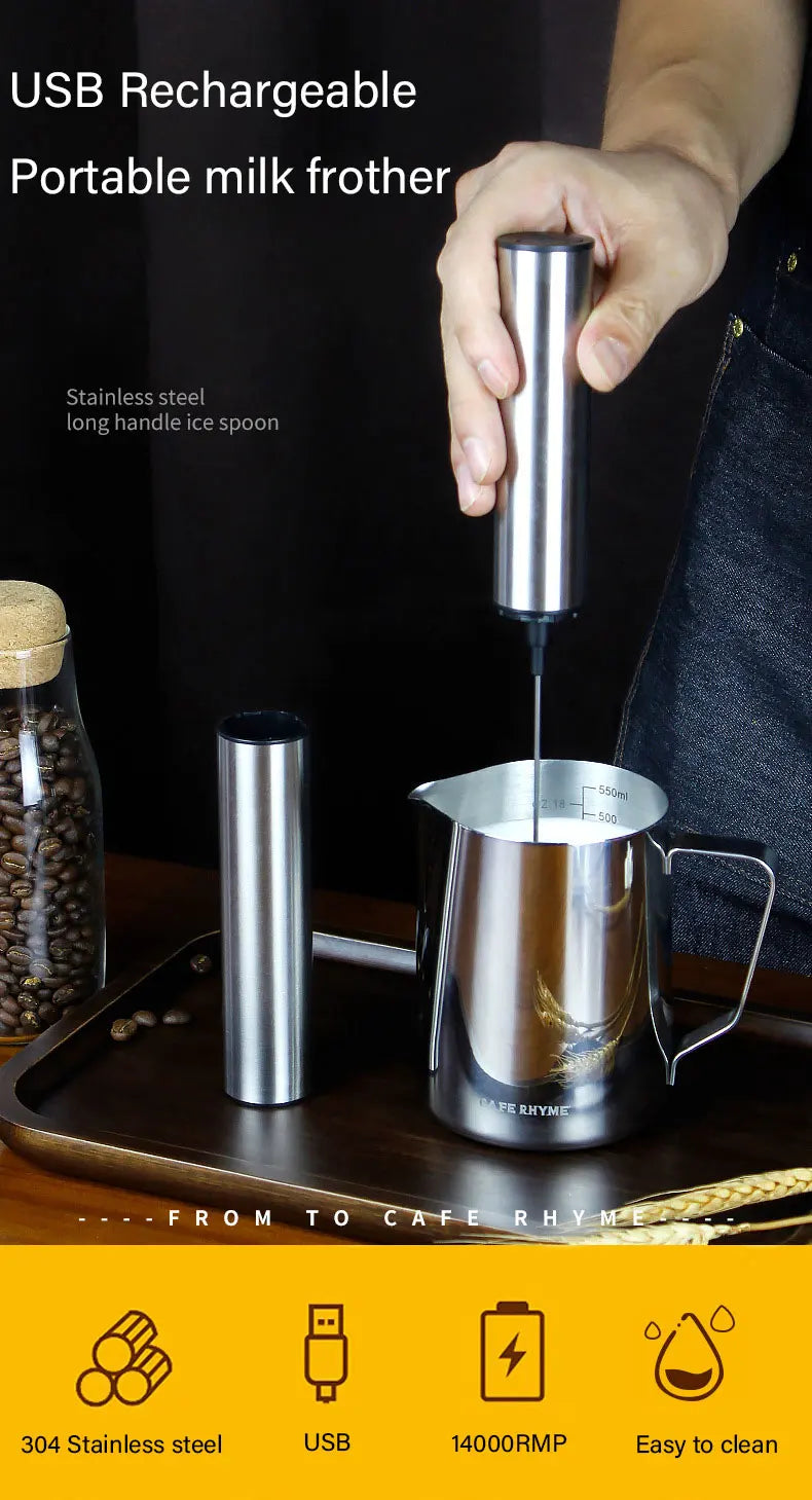 Mini Portable Electric Milk Frother Foam Maker Handheld Foamer High Speeds Drink Mixer Frothing Wand for Stirrer Coffee Cappucci