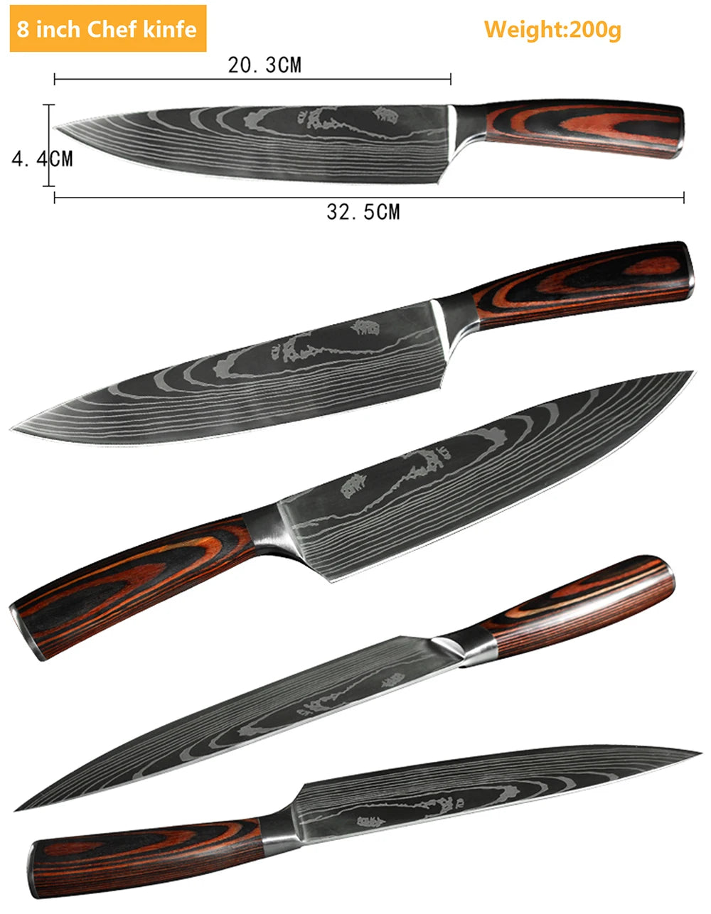 Chef knife 1-10 Pcs Set Kitchen Knives Laser Damascus Pattern Sharp Japanese Santoku Knife Cleaver Slicing Utility Knife