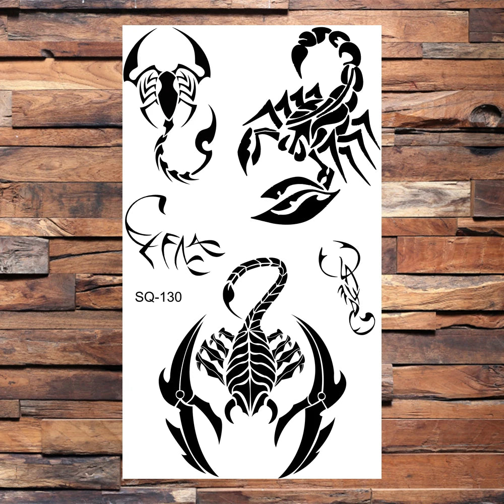 Black Compass Anchor Temporary Tattoos For Adults Men Realistic Pirate Ship Endless Flower Fake Tattoo Sticker Back Arm Tatoos