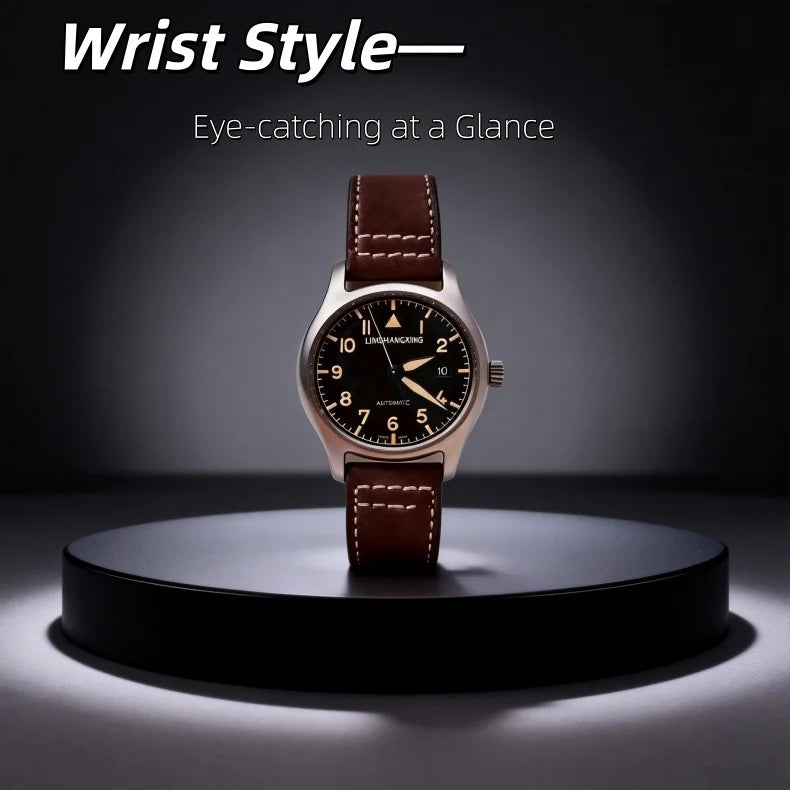 2026 New LINGHANGXING Men's Fashion Watch Movement Luminous Dial Genuine Leather Band Business Casual