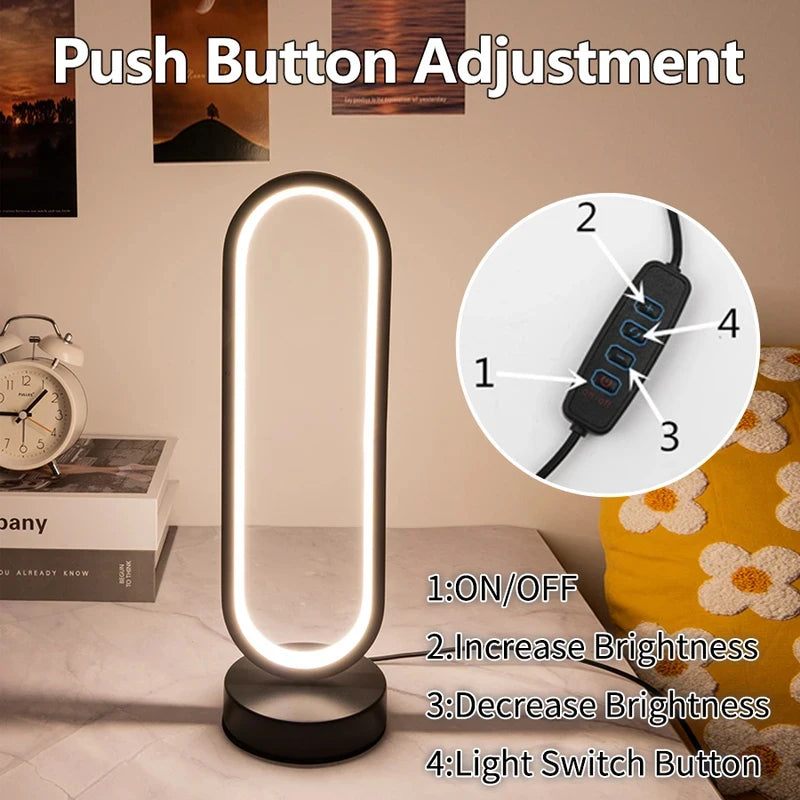 Ring Night Lamp Three Color Dimmable LED Ambient Light for Bedroom Living Room Desk Nightstand Table Accessories