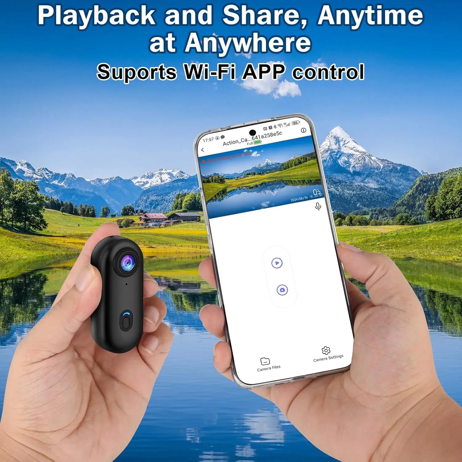 Pocket 4K Mini Camera Magnetic Wearable Cam with Waterproof Shell WiFi Bike Camera Friendly for Casual Cycling Vlog Home Use