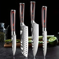 4 PCS Kitchen Knives Set Chef Knife Sets 4Cr13 Stainless Steel Damascus Pattern Pakkawood Handle Paring Utility Santoku knifes