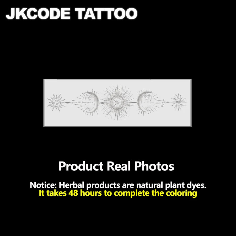 Henna Pattern Herbal Tattoo Stickers for Eid Fashion Accessories, Sun, Moon, Star, Baraka Crescent Pattern, Eid Al-Adha Women's Hand and Foot Long-Lasting Waterproof Tattoo Stickers