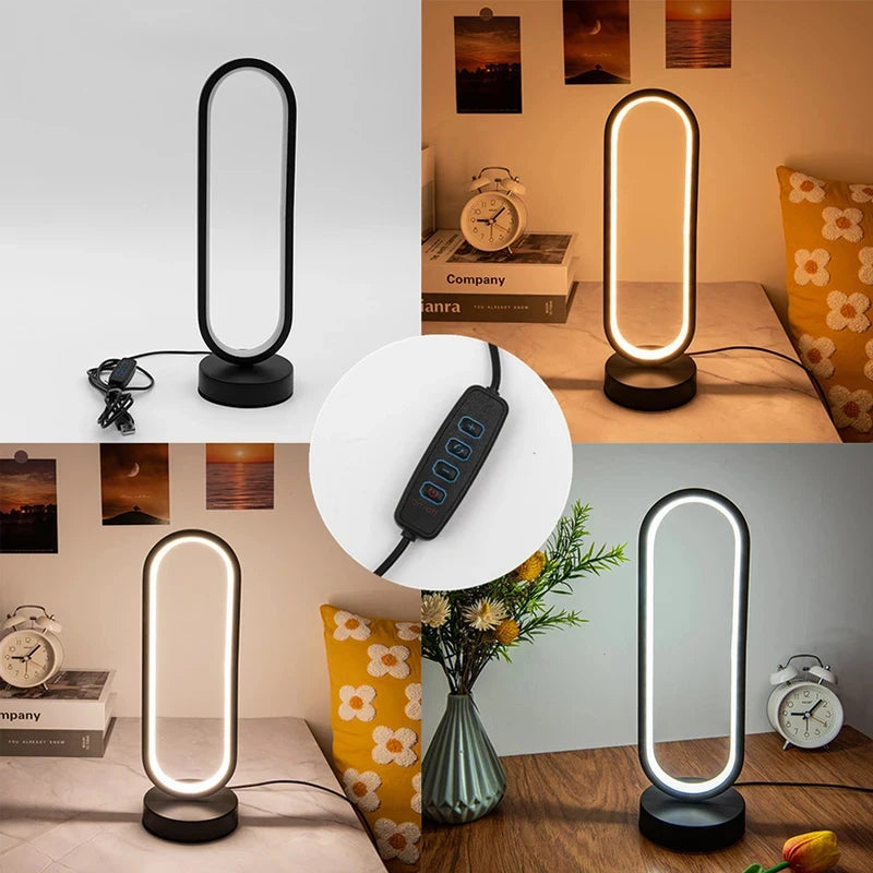 Ring Night Lamp Three Color Dimmable LED Ambient Light for Bedroom Living Room Desk Nightstand Table Accessories