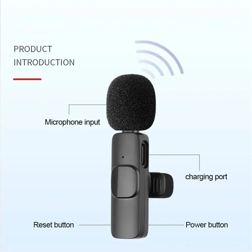 2.4G Wireless Lavalier Microphone Portable Audio Video Recording for iPhone Android Live Broadcast Gaming Phone With Receiver