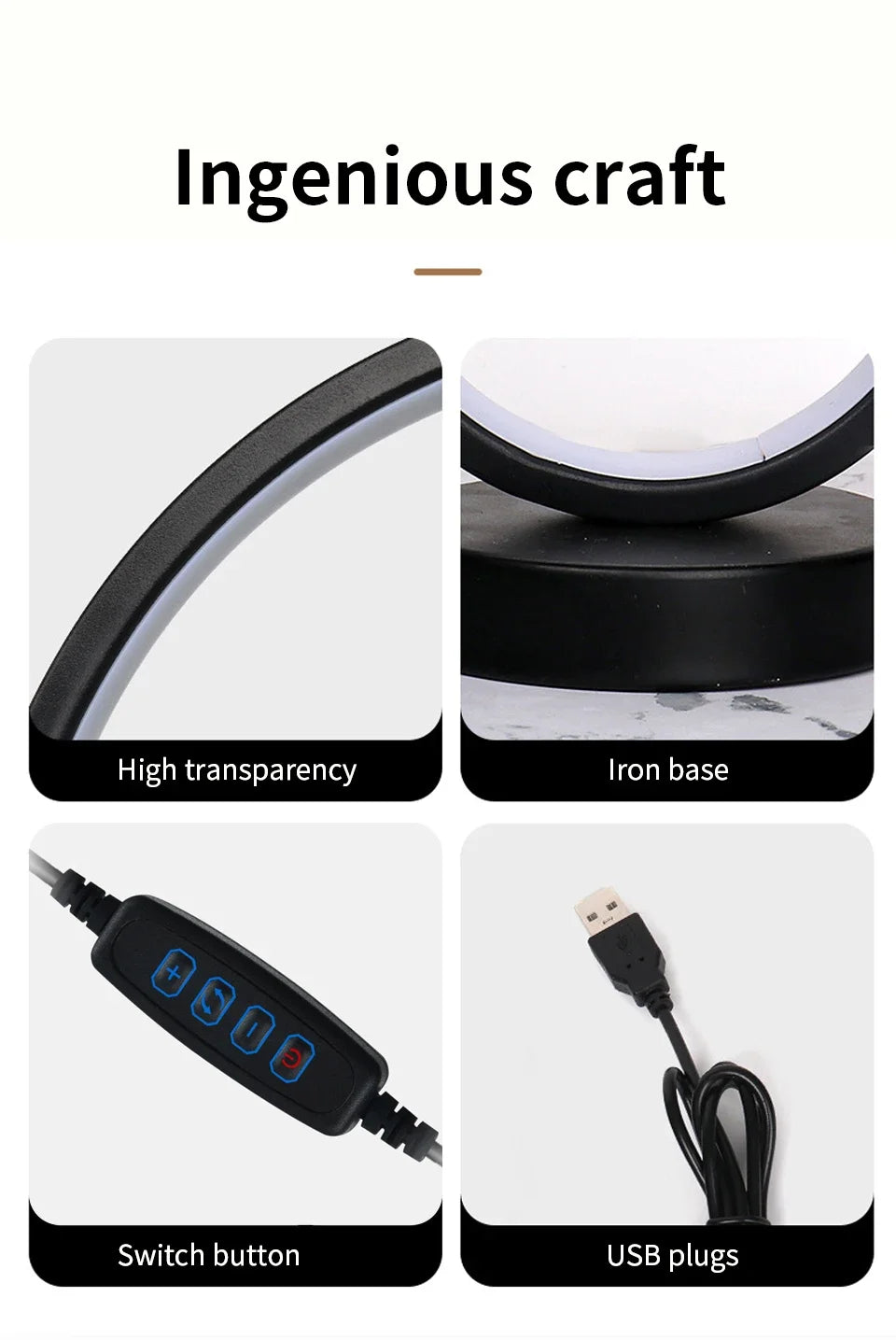 Ring Night Lamp Three Color Dimmable LED Ambient Light for Bedroom Living Room Desk Nightstand Table Accessories