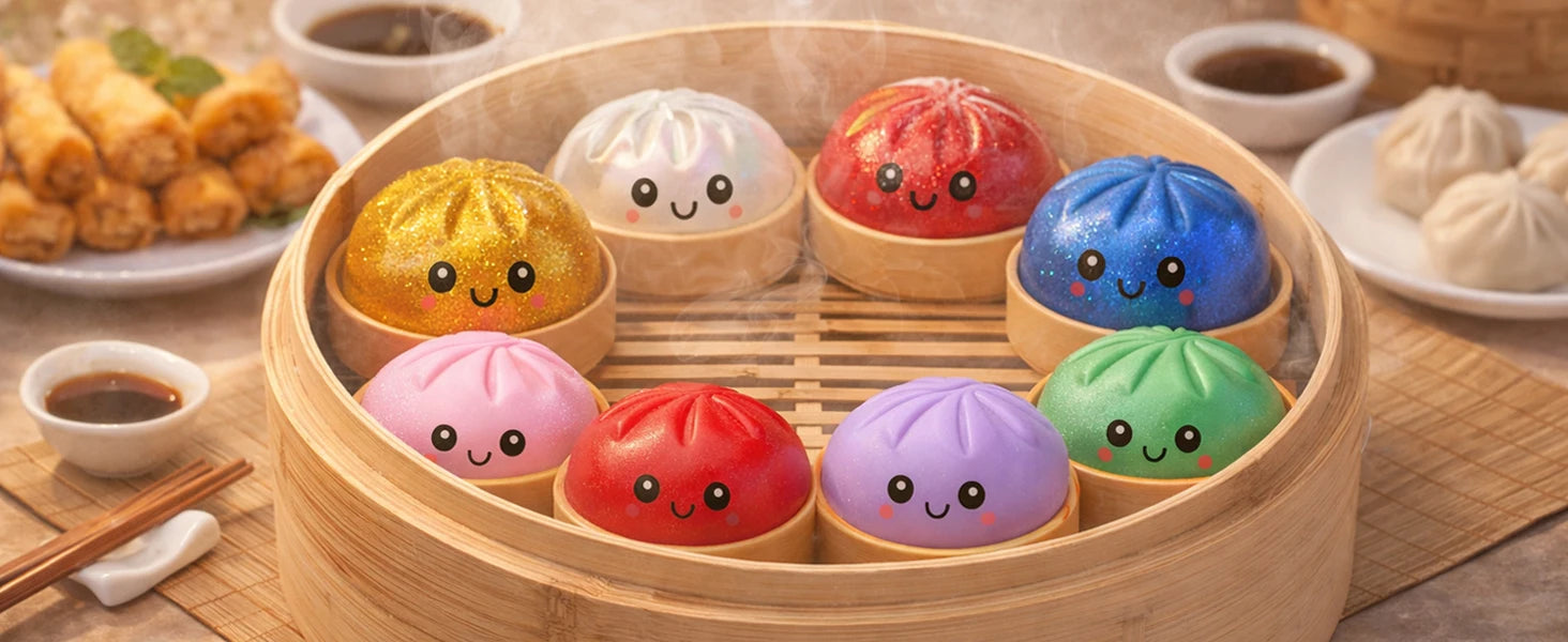 Glitter Dumpling Glitter Dumpling Squishy with Box Dumplings Sensory Squeeze Toy for Stress Relief