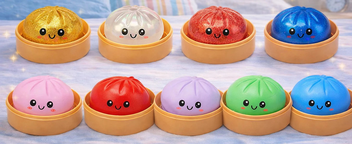 Glitter Dumpling Glitter Dumpling Squishy with Box Dumplings Sensory Squeeze Toy for Stress Relief