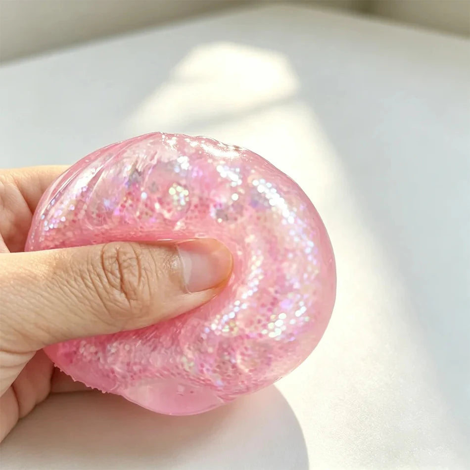 Glitter Dumpling Squishy with Box Dumplings Sensory Steamer Soft TPR Dough Ball for Decompression Fidget Toy Stress Relief Gift