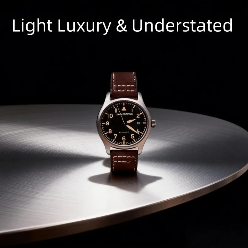 2026 New LINGHANGXING Men's Fashion Watch Movement Luminous Dial Genuine Leather Band Business Casual