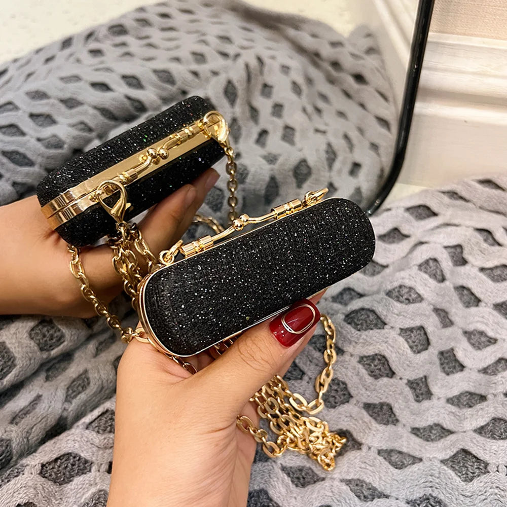 Portable Glitter Lipstick Bags for Women's Makeup Shohlder Bag Sequins Fashion Luxury Lipsticks Protective Cover Mini Brand Bag