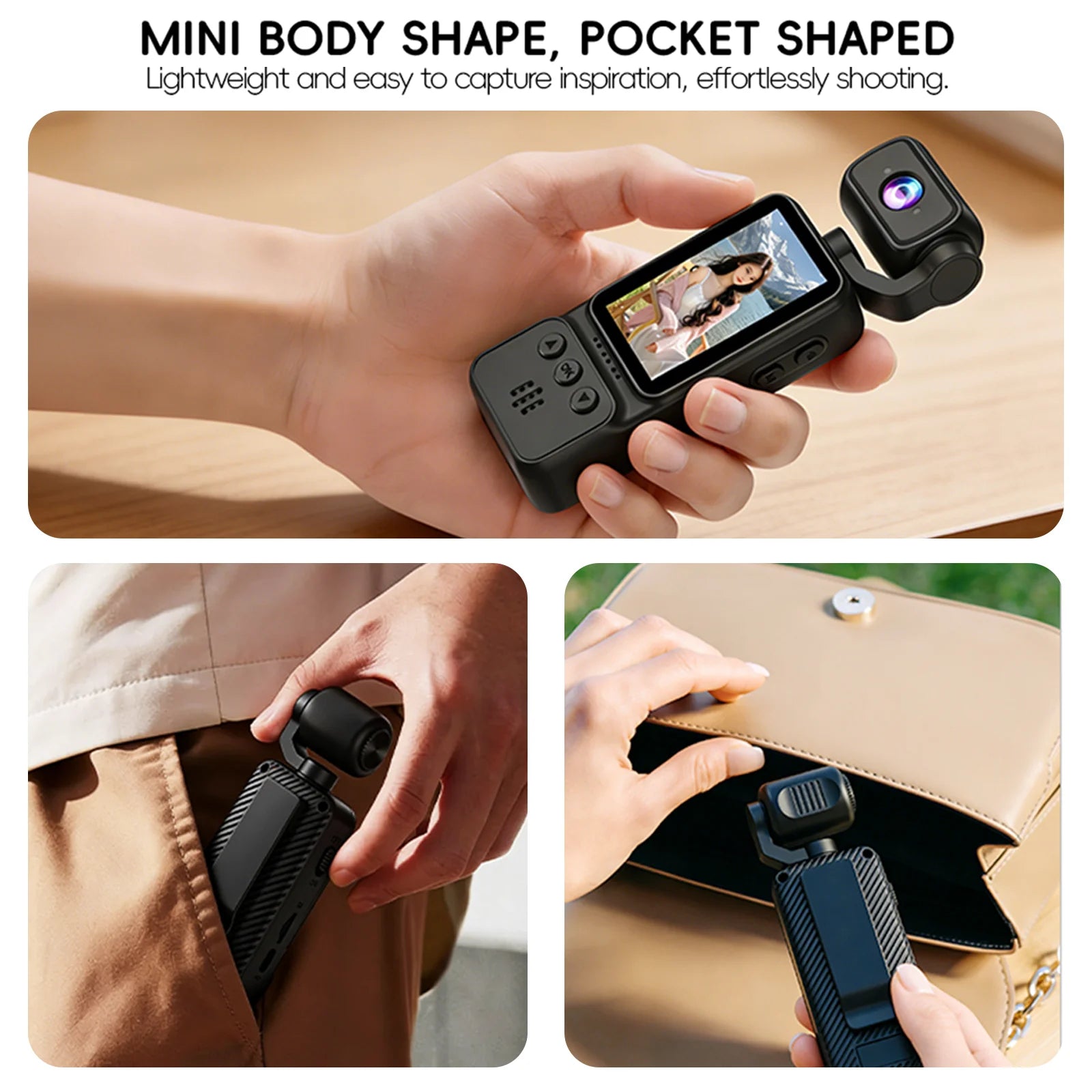 Handheld Pocket Camera 270° Rotating Mini Portable Camera  Outdoor Sports Camera Digital Handheld Law Enforcement Recorder HD