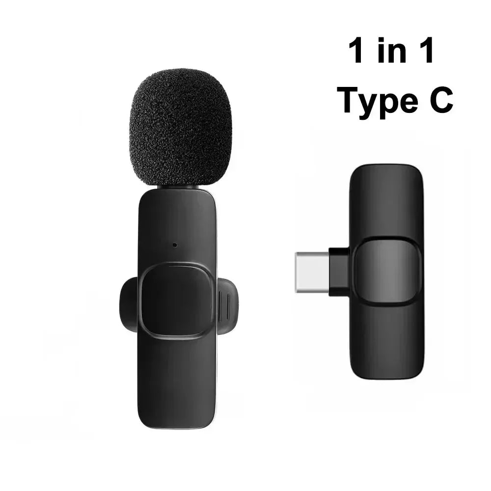 2.4G Wireless Lavalier Microphone Portable Audio Video Recording for iPhone Android Live Broadcast Gaming Phone With Receiver