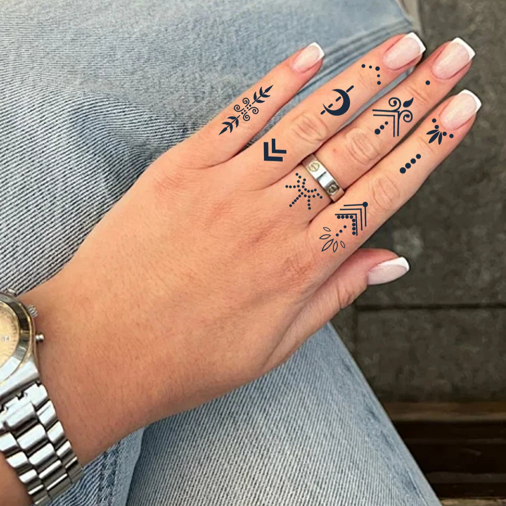 Semi-permanent tattoo, mini finger tattoo, henna, waterproof and anti-han tattoo - lasting 1-2 weeks
