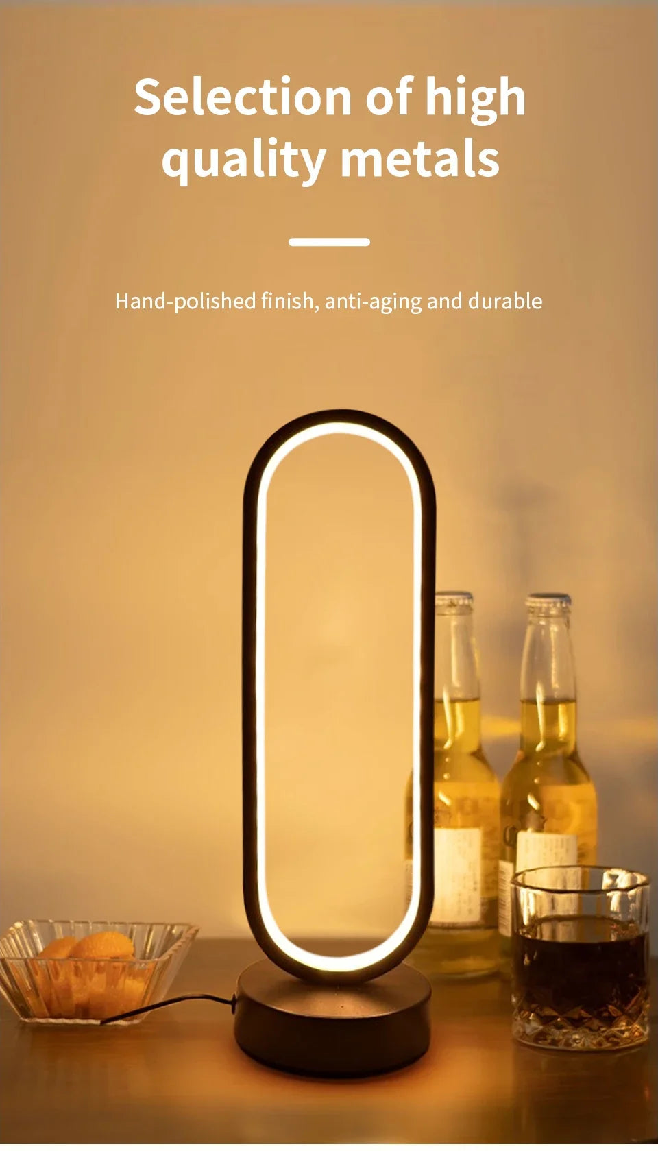 Ring Night Lamp Three Color Dimmable LED Ambient Light for Bedroom Living Room Desk Nightstand Table Accessories