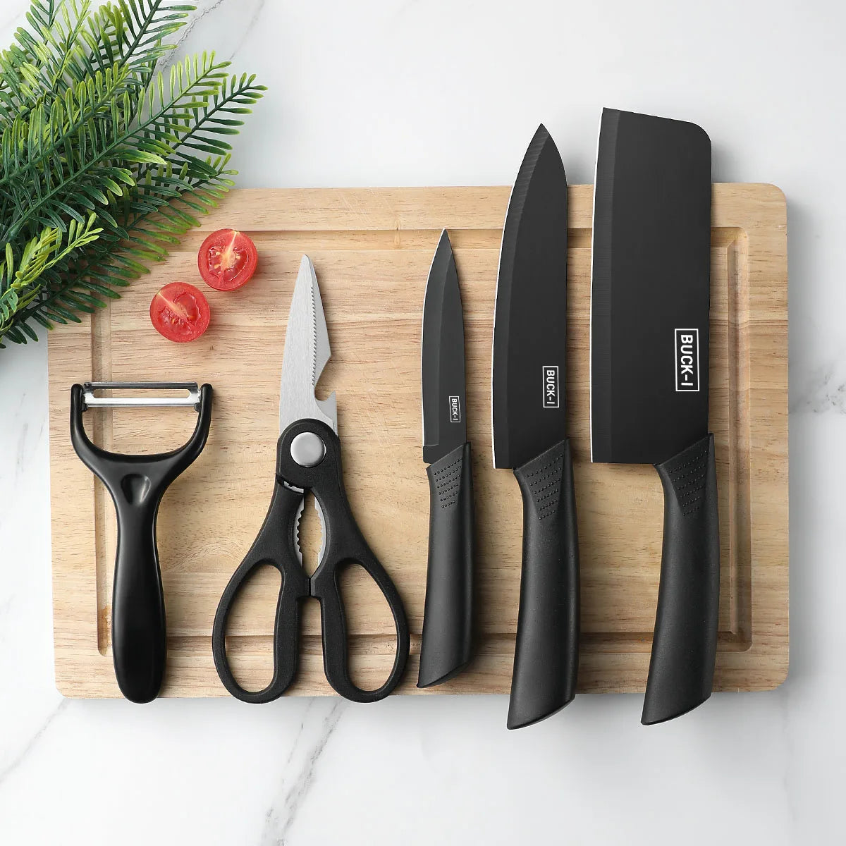 3/5pcs Kitchen knife set, high-grade black steel knife set Gift knife Stainless steel kitchen utensils household knives