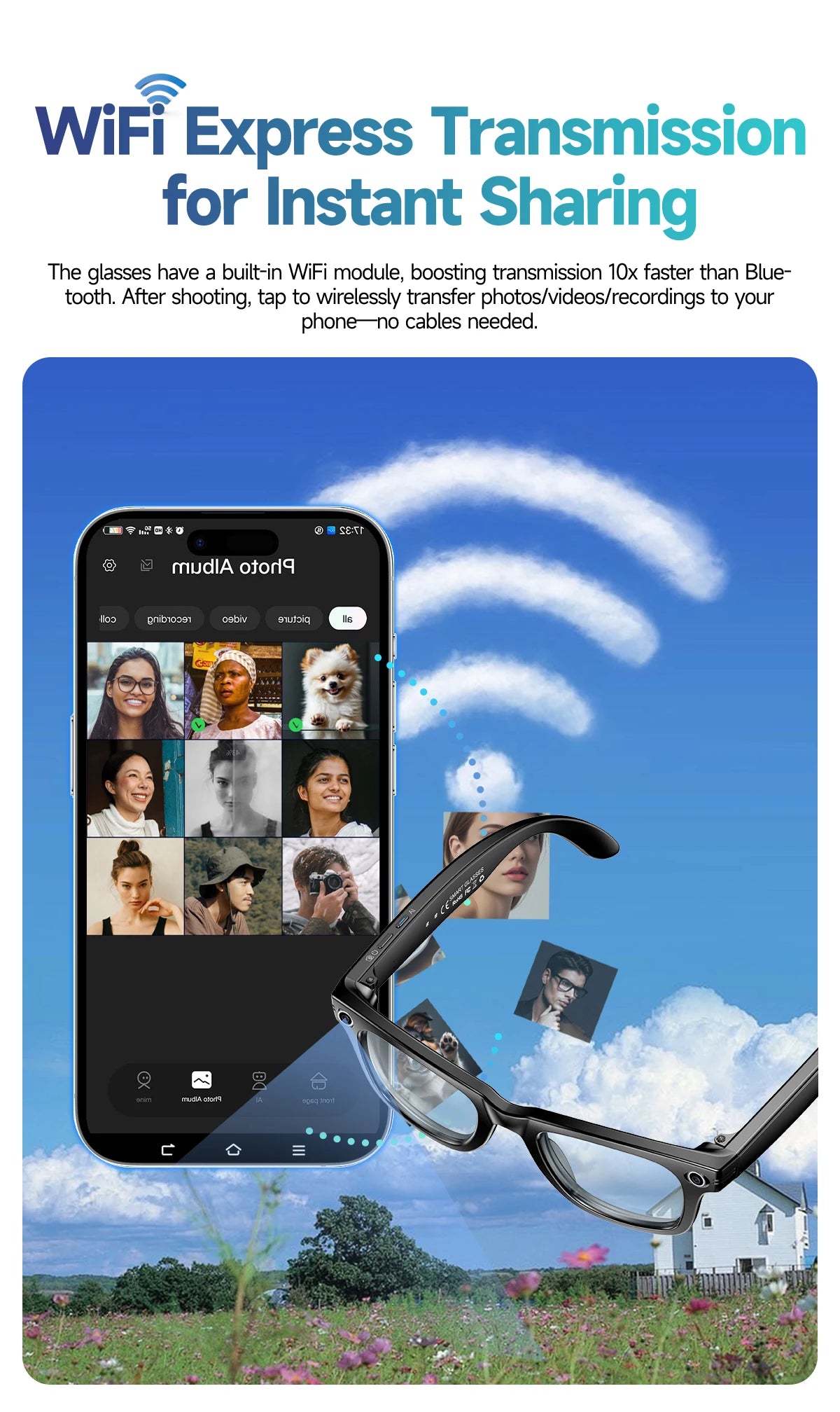 AI Smart Glasses with 8MP Camera Video Recording 100+ Languages Translation Sunglasses Bluetooth Call Music Play Men Women 2026