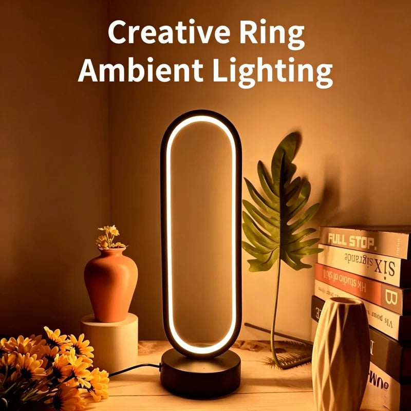 Ring Night Lamp Three Color Dimmable LED Ambient Light for Bedroom Living Room Desk Nightstand Table Accessories