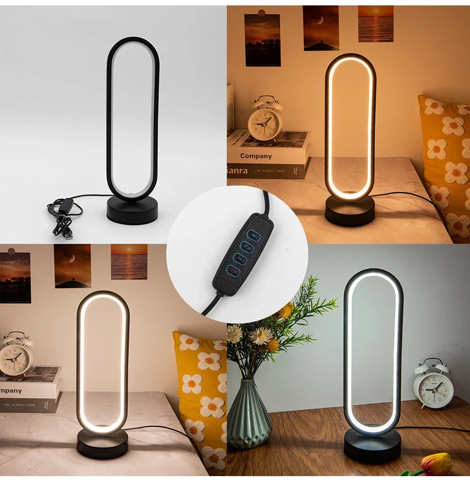 Ring Night Lamp Three Color Dimmable LED Ambient Light for Bedroom Living Room Desk Nightstand Table Accessories