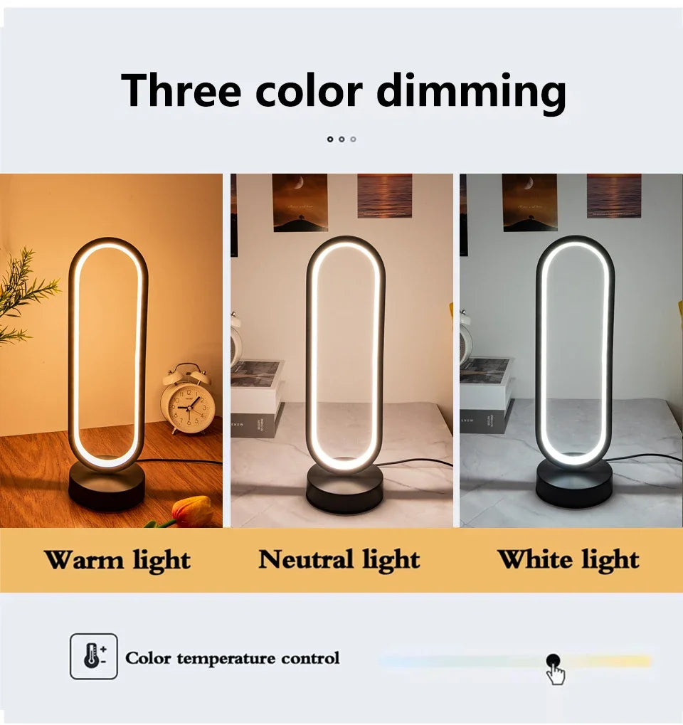 Ring Night Lamp Three Color Dimmable LED Ambient Light for Bedroom Living Room Desk Nightstand Table Accessories