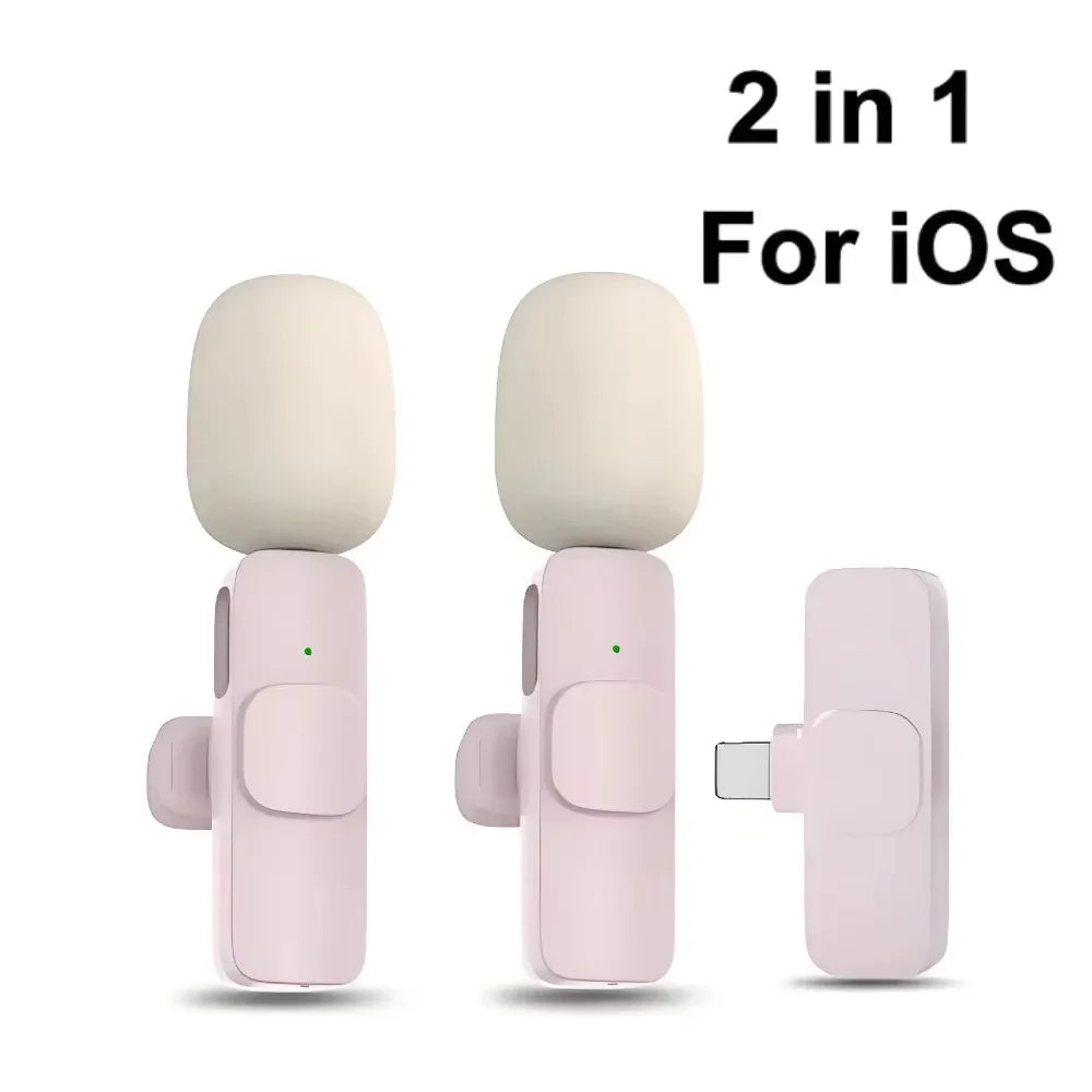 2.4G Wireless Lavalier Microphone Portable Audio Video Recording for iPhone Android Live Broadcast Gaming Phone With Receiver