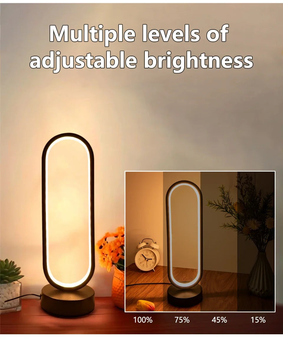 Ring Night Lamp Three Color Dimmable LED Ambient Light for Bedroom Living Room Desk Nightstand Table Accessories