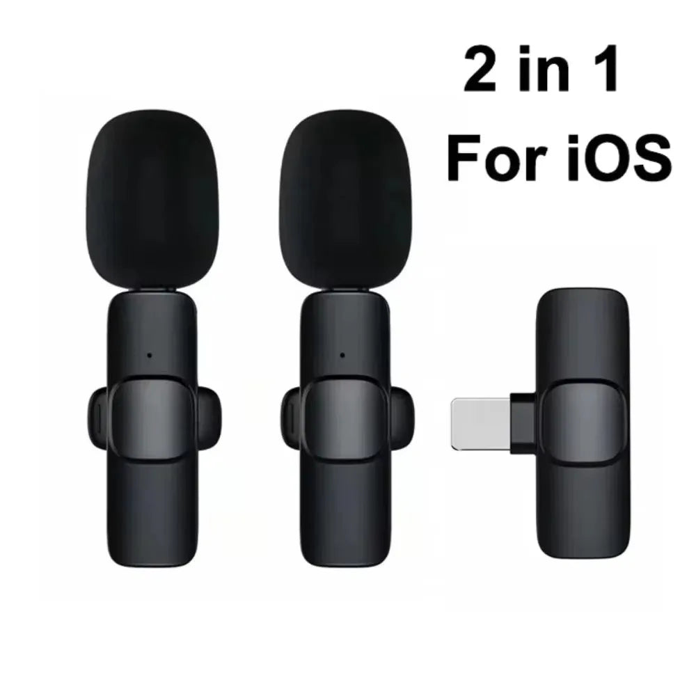 2.4G Wireless Lavalier Microphone Portable Audio Video Recording for iPhone Android Live Broadcast Gaming Phone With Receiver