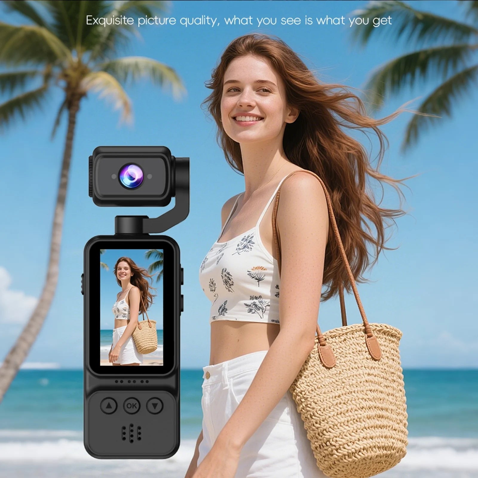 Handheld Pocket Camera 270° Rotating Mini Portable Camera  Outdoor Sports Camera Digital Handheld Law Enforcement Recorder HD