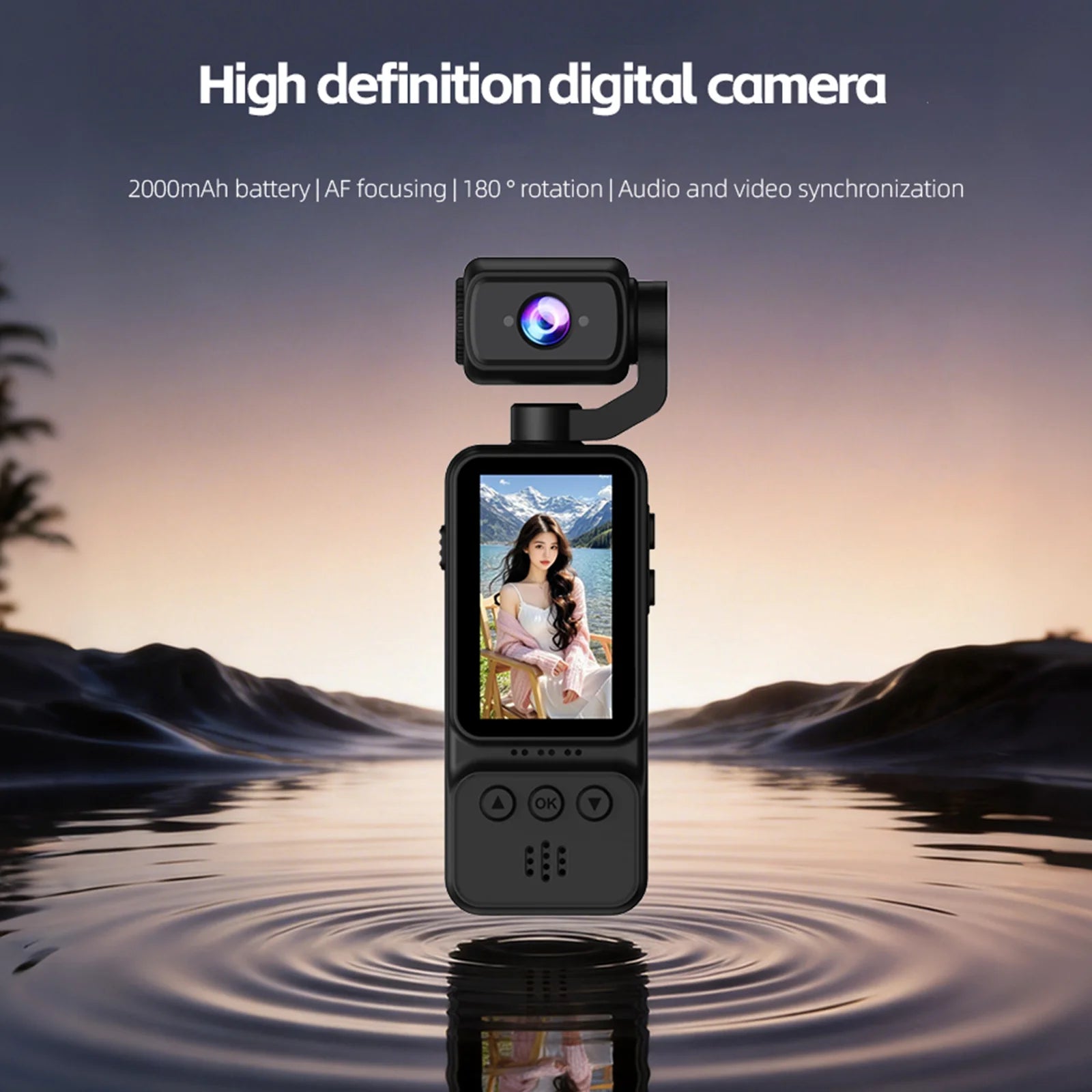 Handheld Pocket Camera 270° Rotating Mini Portable Camera  Outdoor Sports Camera Digital Handheld Law Enforcement Recorder HD
