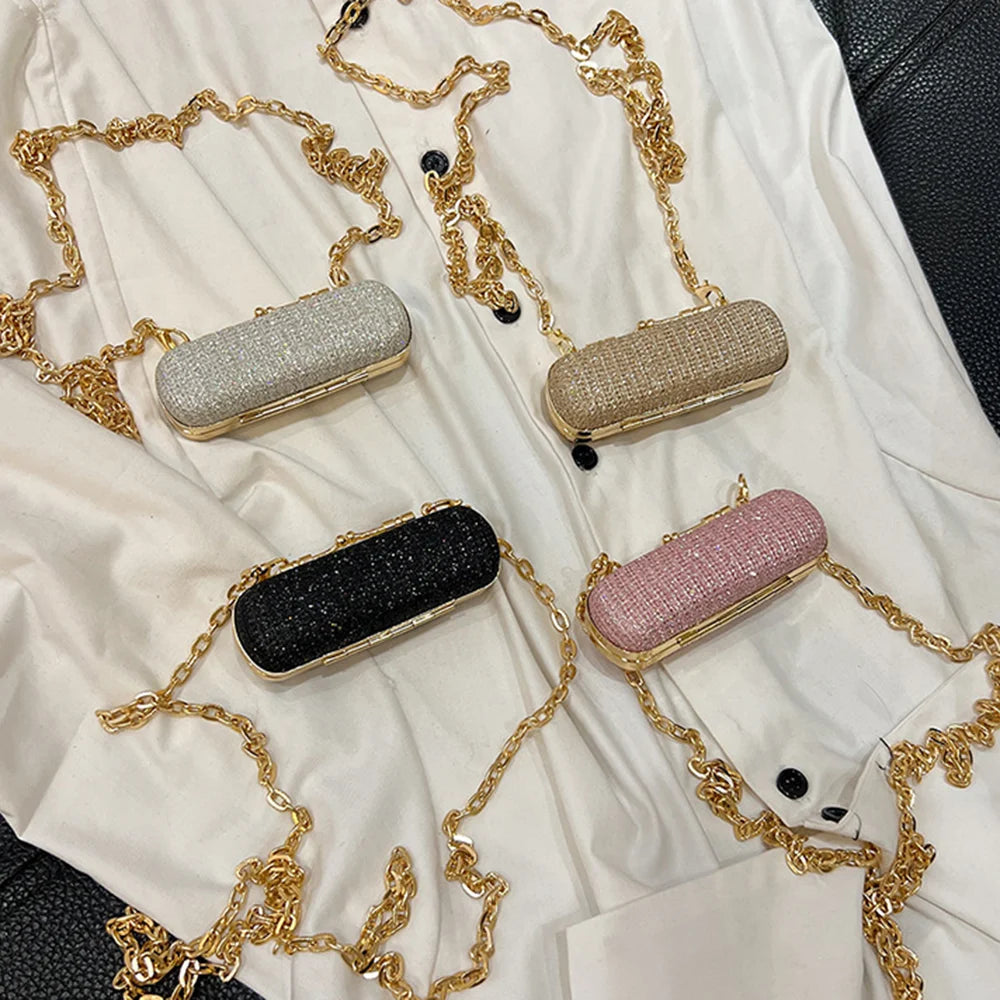 Portable Glitter Lipstick Bags for Women's Makeup Shohlder Bag Sequins Fashion Luxury Lipsticks Protective Cover Mini Brand Bag