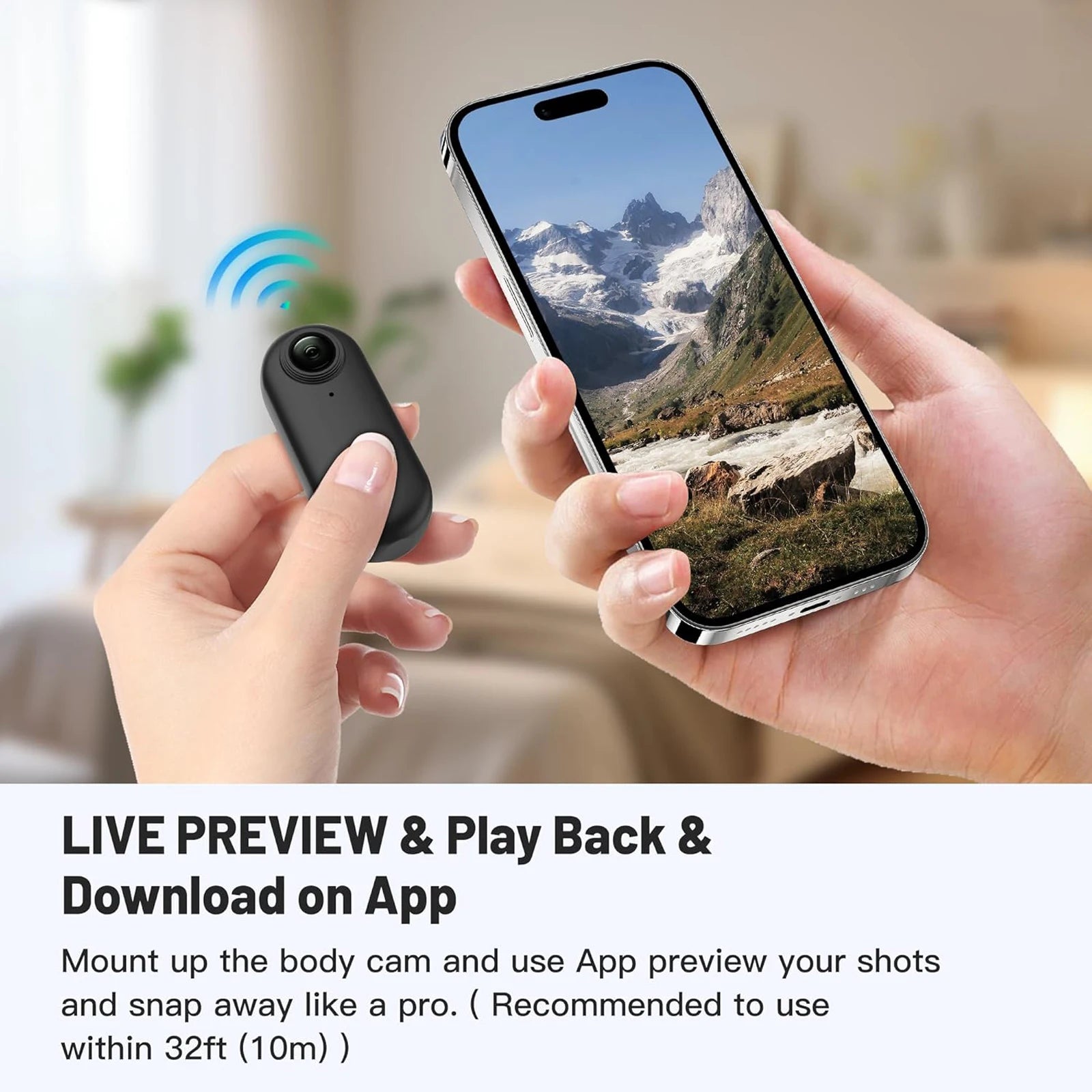 Pocket 4K Mini Camera Magnetic Wearable Cam with Waterproof Shell WiFi Bike Camera Friendly for Casual Cycling Vlog Home Use