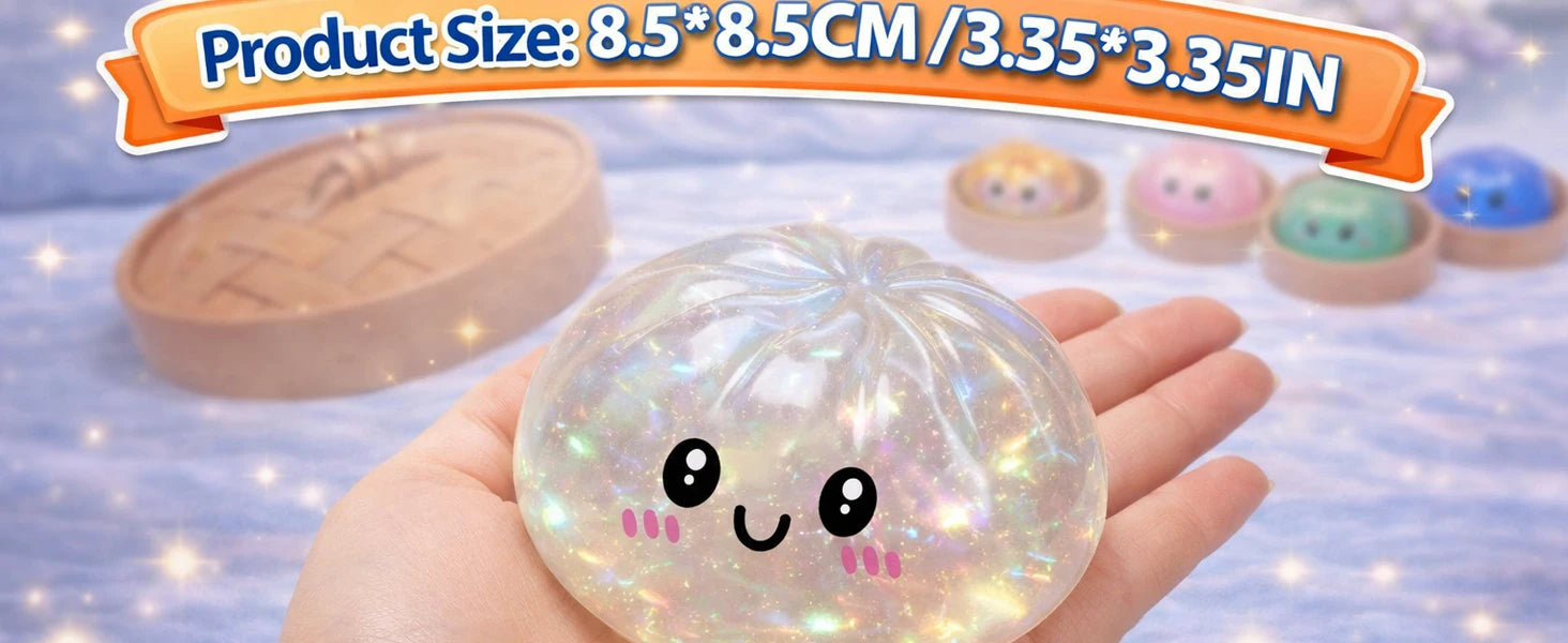 Glitter Dumpling Glitter Dumpling Squishy with Box Dumplings Sensory Squeeze Toy for Stress Relief