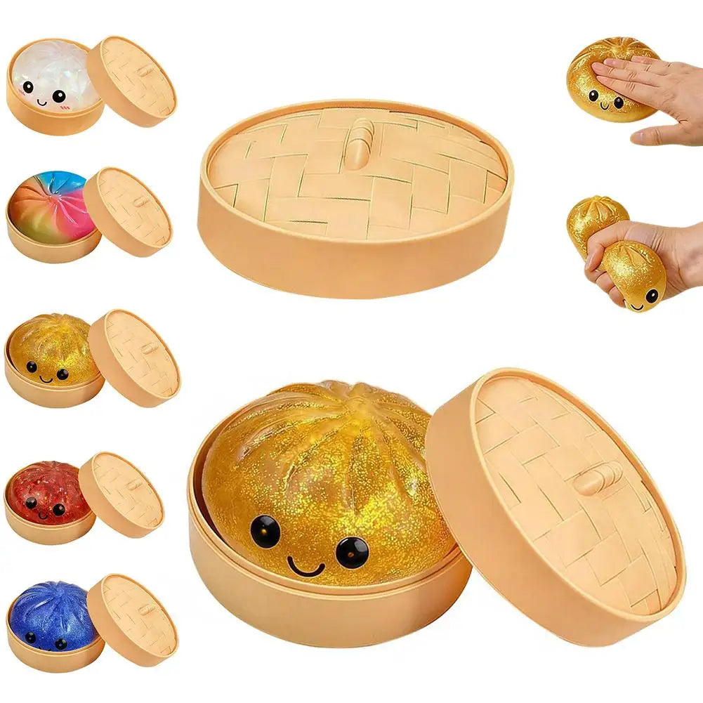 Glitter Dumpling, Glitter Dumpling Squishy Box Dumplings Squishy Anxiety Relief Fidget Soft Squeeze Decompression Dough