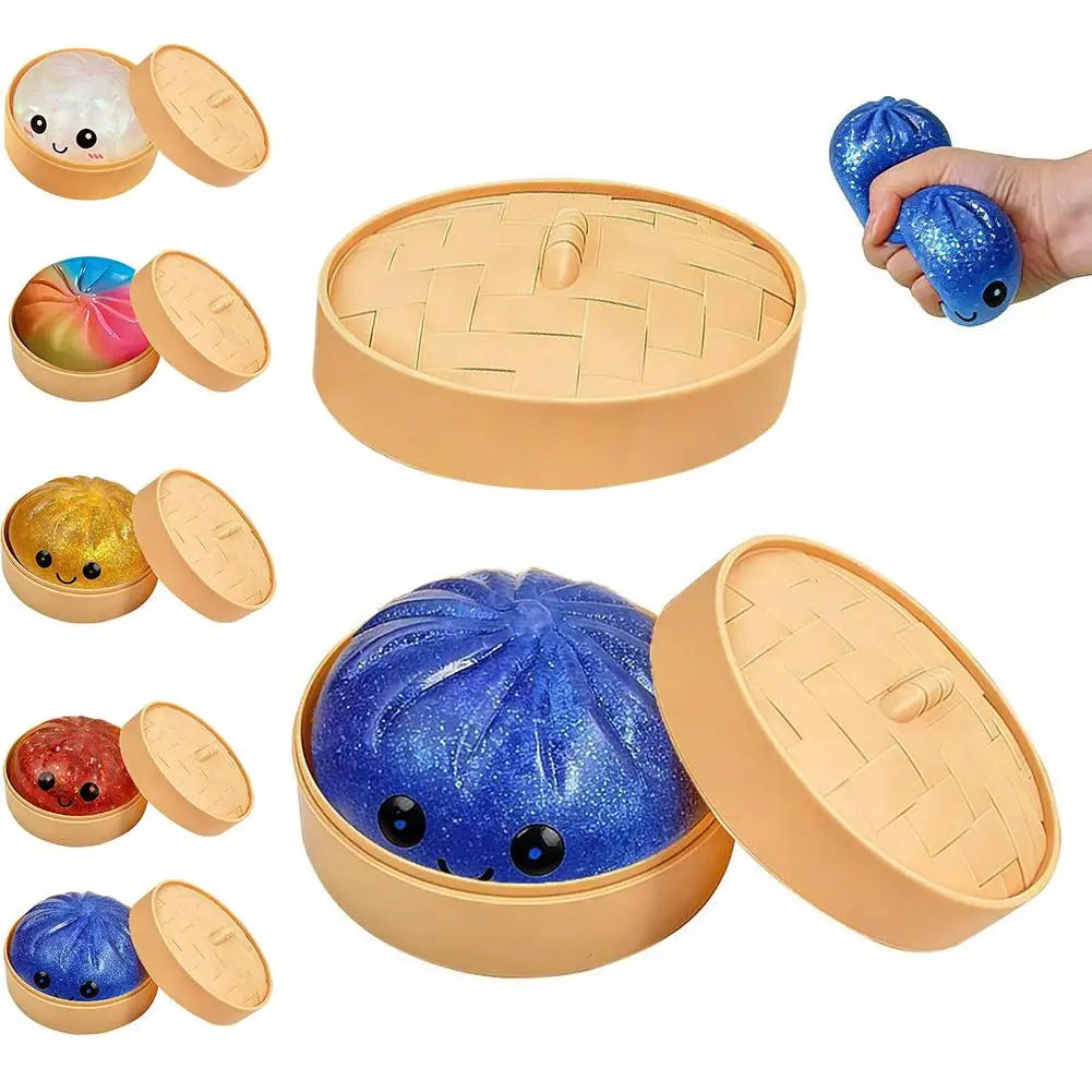 Glitter Dumpling, Glitter Dumpling Squishy Box Dumplings Squishy Anxiety Relief Fidget Soft Squeeze Decompression Dough