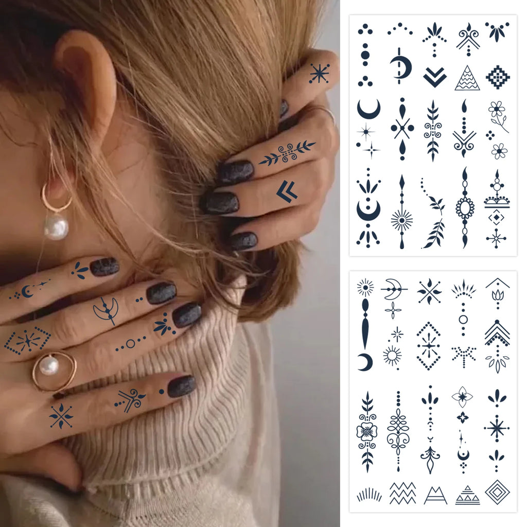 Semi-permanent tattoo, mini finger tattoo, henna, waterproof and anti-han tattoo - lasting 1-2 weeks