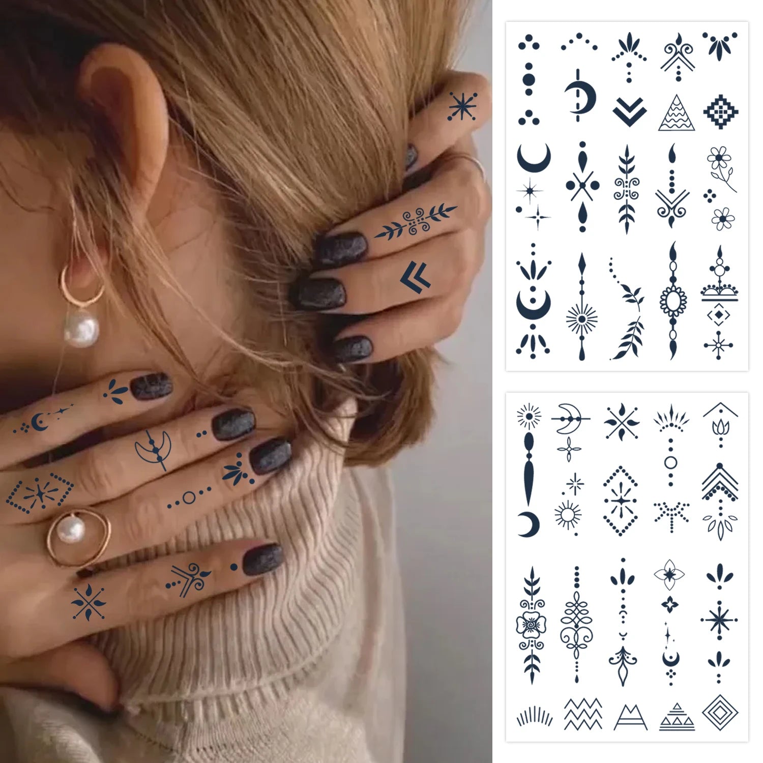 Semi-permanent tattoo, mini finger tattoo, henna, waterproof and anti-han tattoo - lasting 1-2 weeks