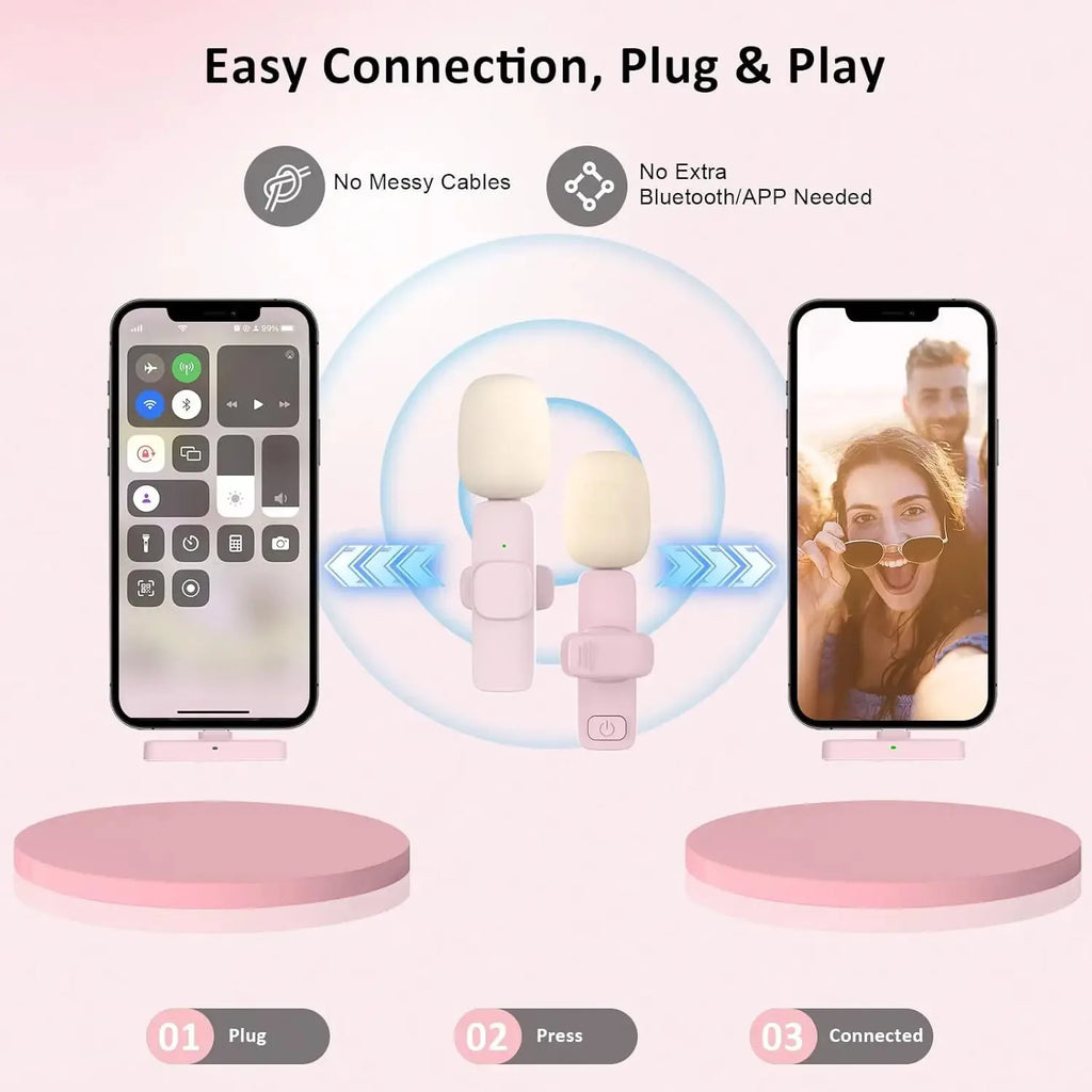 2.4G Wireless Lavalier Microphone Portable Audio Video Recording for iPhone Android Live Broadcast Gaming Phone With Receiver