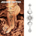 Henna Pattern Herbal Tattoo Stickers for Eid Fashion Accessories, Sun, Moon, Star, Baraka Crescent Pattern, Eid Al-Adha Women's Hand and Foot Long-Lasting Waterproof Tattoo Stickers
