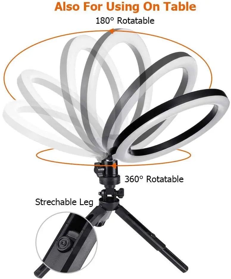 10 Inch LED Ring Light Photography Lighting Phone Ringlight With Tripod Stand Round Fill Lamp For Phone Live Video Selfie Lamp