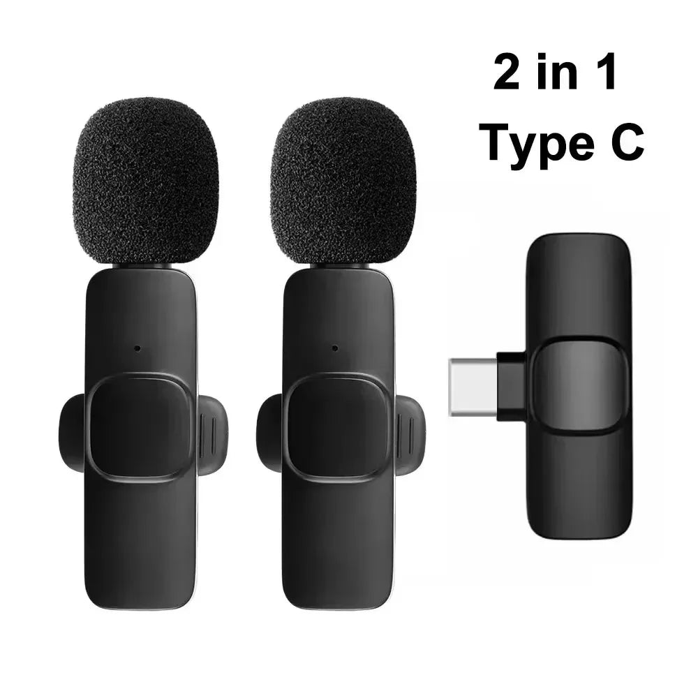 2.4G Wireless Lavalier Microphone Portable Audio Video Recording for iPhone Android Live Broadcast Gaming Phone With Receiver