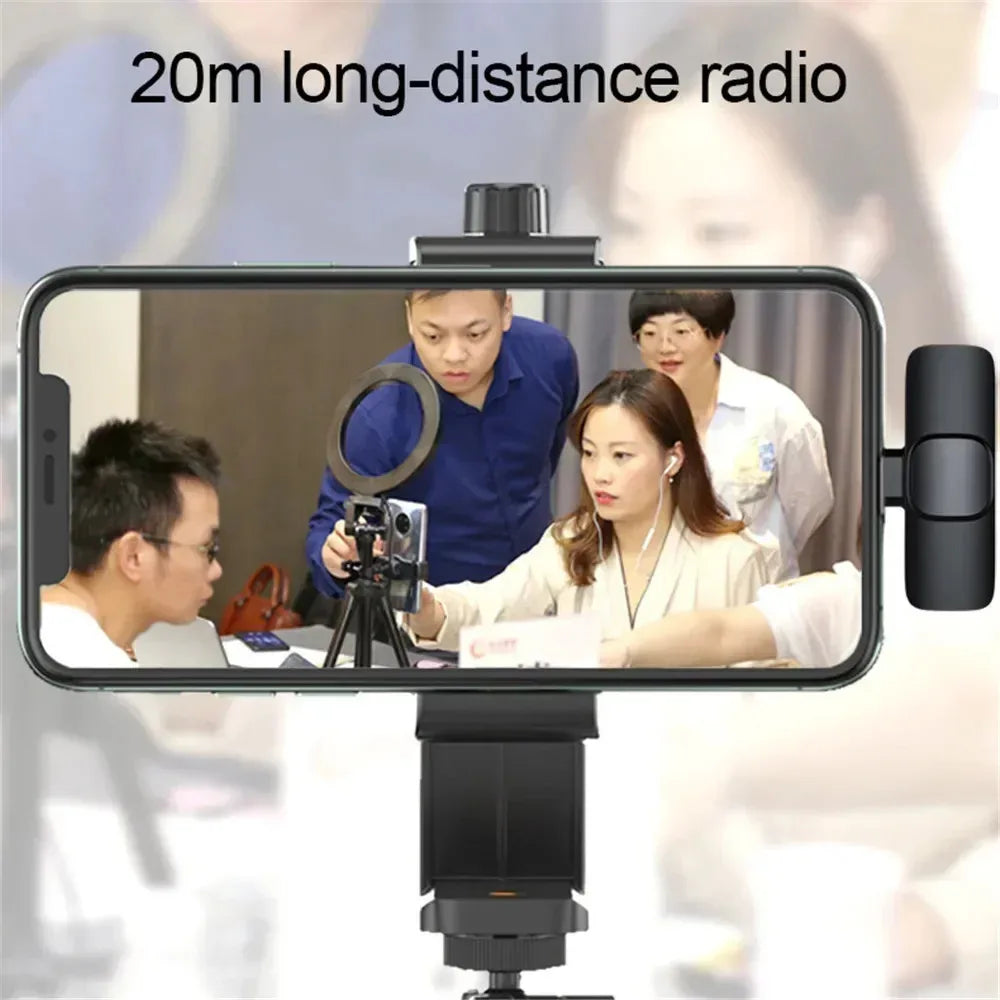 2.4G Wireless Lavalier Microphone Portable Audio Video Recording for iPhone Android Live Broadcast Gaming Phone With Receiver